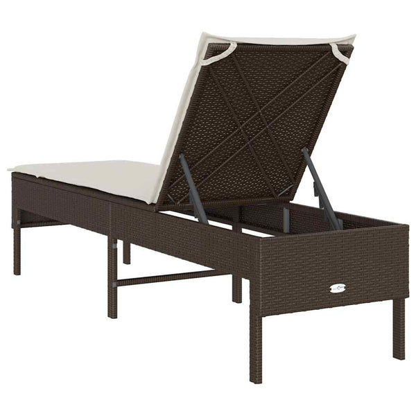 Poly Rattan Sonnenliege Braun mit Auflage