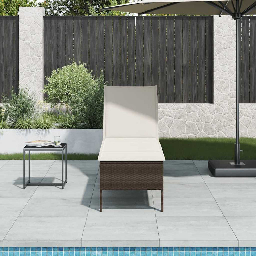 Poly Rattan Sonnenliege Braun mit Auflage
