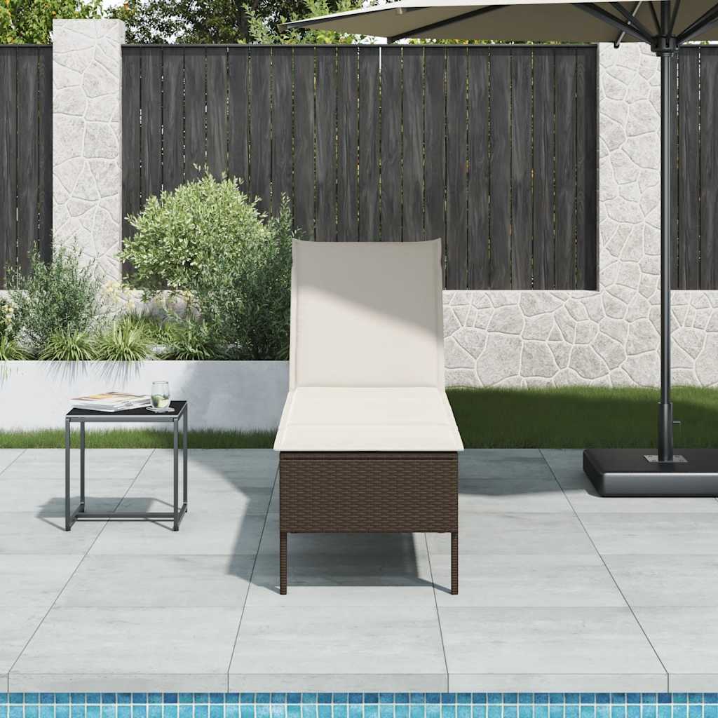 Poly Rattan Sonnenliege Braun mit Auflage