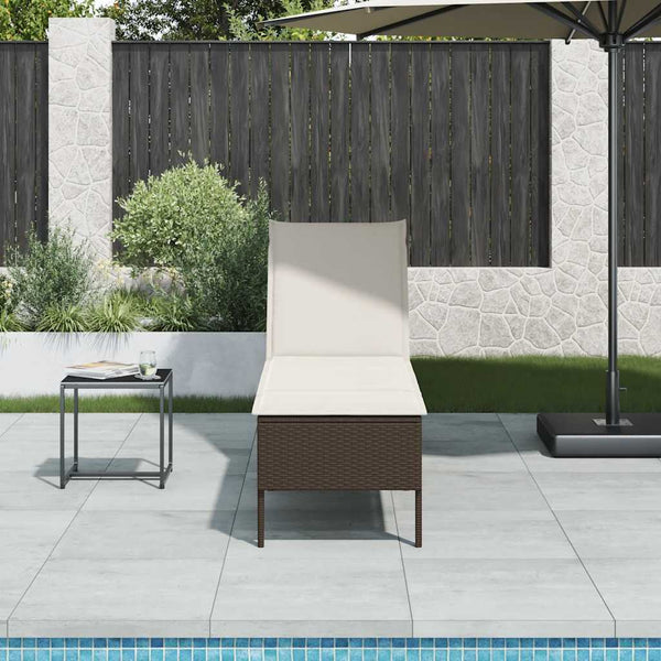 Poly Rattan Sonnenliege Braun mit Auflage