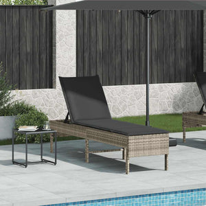 Sonnenliege mit Auflage Hellgrau Poly Rattan