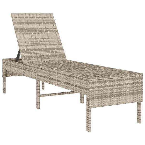 Sonnenliege mit Auflage Hellgrau Poly Rattan