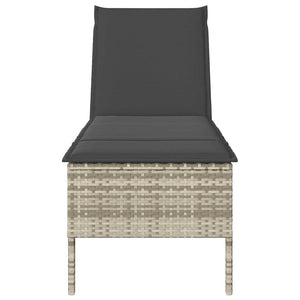 Sonnenliege mit Auflage Hellgrau Poly Rattan