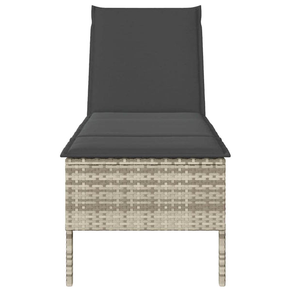 Sonnenliege mit Auflage Hellgrau Poly Rattan