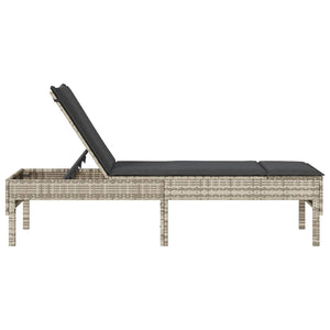 Sonnenliege mit Auflage Hellgrau Poly Rattan