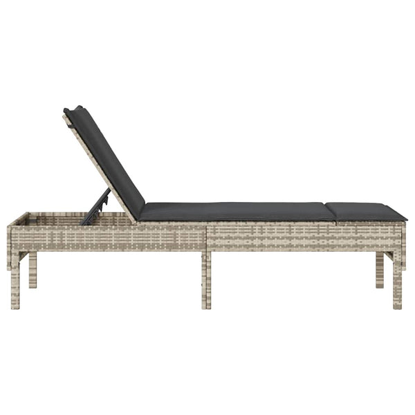 Sonnenliege mit Auflage Hellgrau Poly Rattan