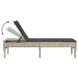 Sonnenliege mit Auflage Hellgrau Poly Rattan