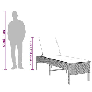 Sonnenliege mit Auflage Hellgrau Poly Rattan