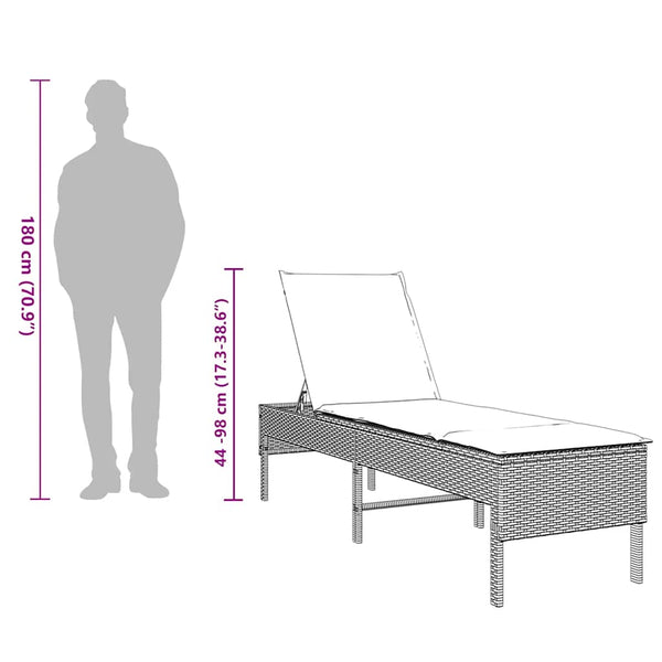 Sonnenliege mit Auflage Hellgrau Poly Rattan