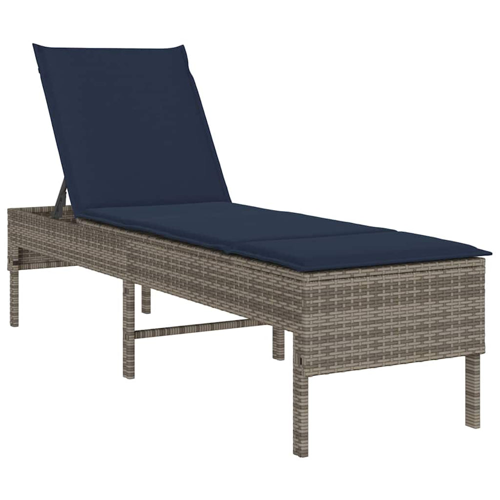 Graue Poly Rattan Sonnenliege mit Auflage