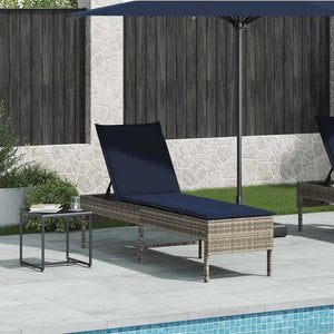 Graue Poly Rattan Sonnenliege mit Auflage