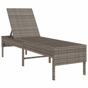 Graue Poly Rattan Sonnenliege mit Auflage