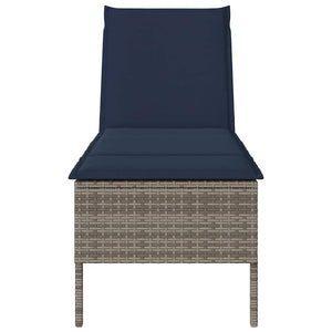 Graue Poly Rattan Sonnenliege mit Auflage