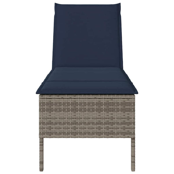 Graue Poly Rattan Sonnenliege mit Auflage