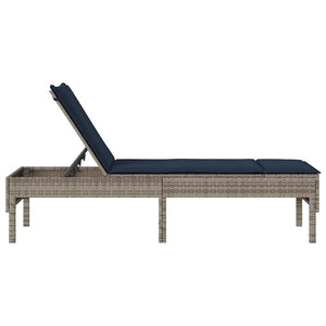 Graue Poly Rattan Sonnenliege mit Auflage