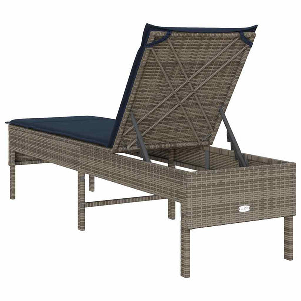 Graue Poly Rattan Sonnenliege mit Auflage