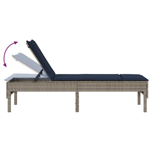 Graue Poly Rattan Sonnenliege mit Auflage