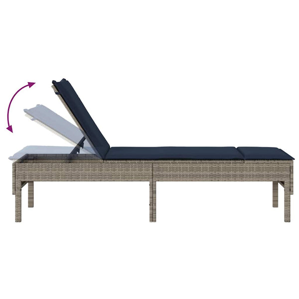 Graue Poly Rattan Sonnenliege mit Auflage