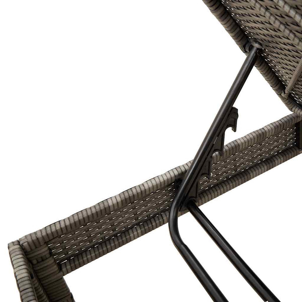 Graue Poly Rattan Sonnenliege mit Auflage