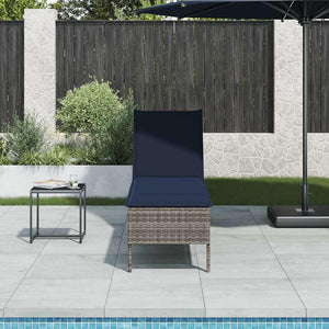 Graue Poly Rattan Sonnenliege mit Auflage