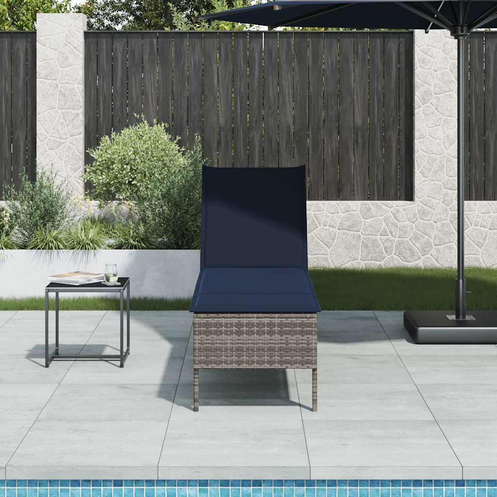 Graue Poly Rattan Sonnenliege mit Auflage