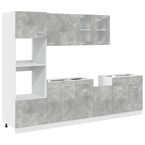 7-tlg. Küchenmöbel Set Betongrau