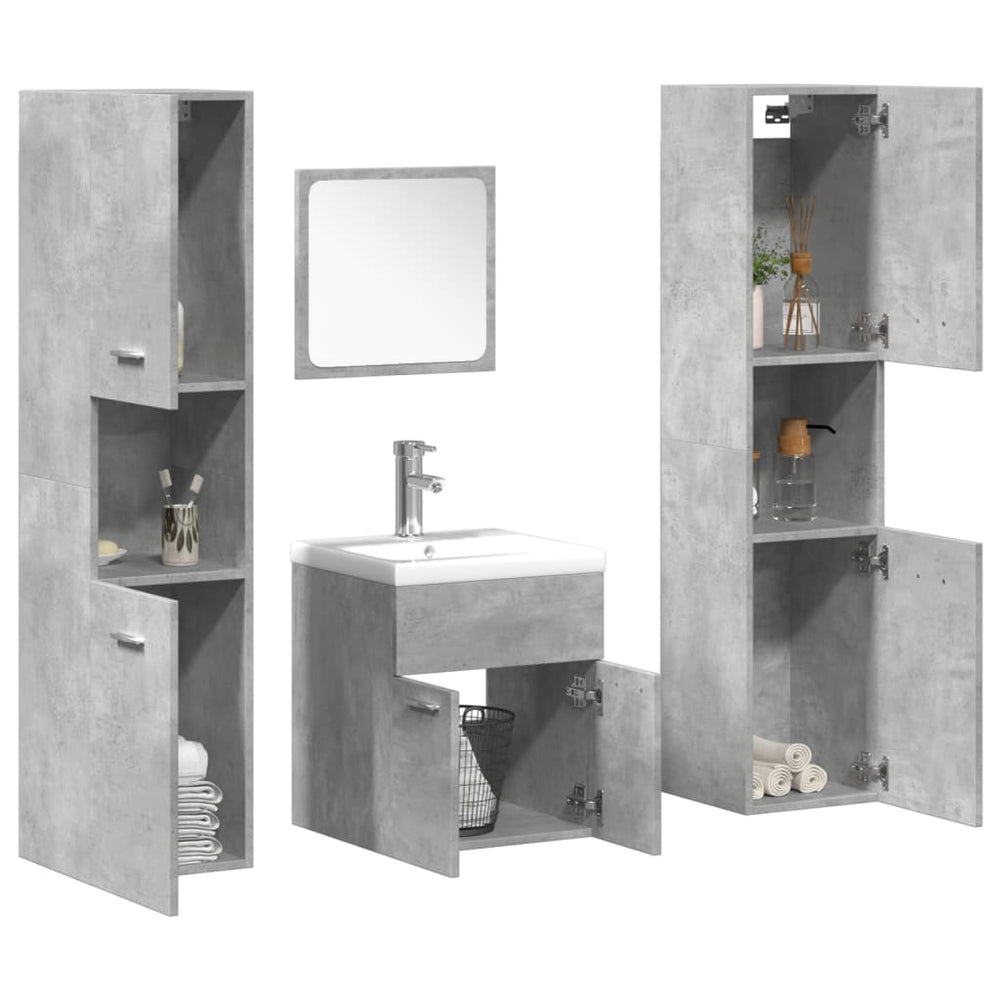 vidaXL Ensemble de meubles de salle de bain 5 pcs Gris béton Aggloméré