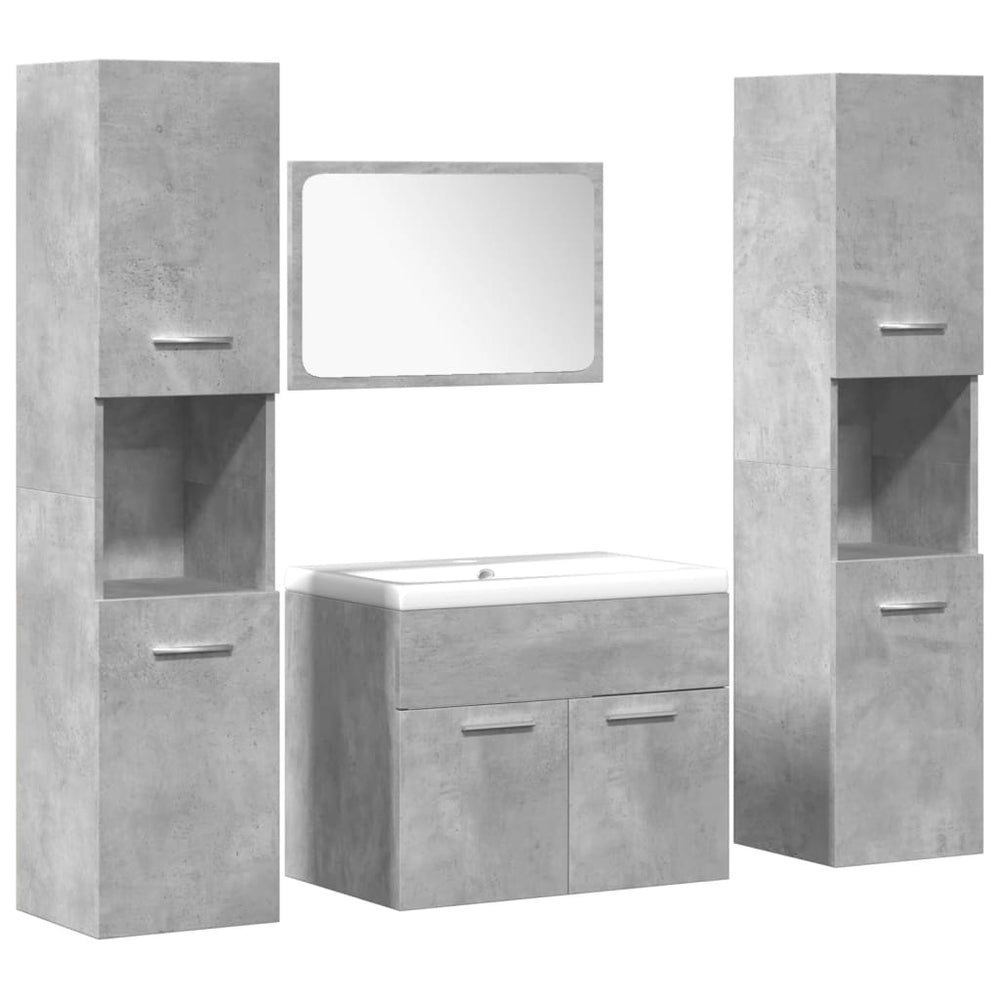 vidaXL Ensemble de meubles de salle de bain 4 pcs Bois d'ingénierie Gris béton