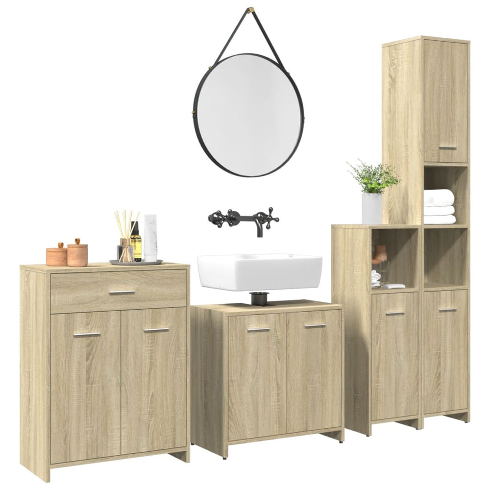 vidaXL Ensemble de meubles de salle de bain 4 pcs Chêne Sonoma Aggloméré