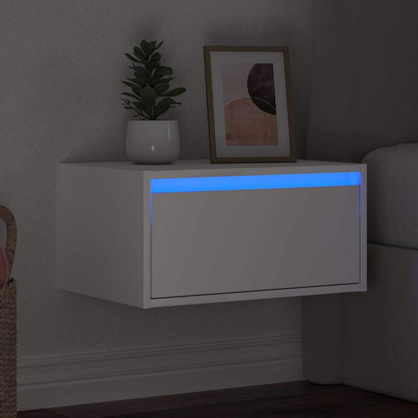 Wand-Nachttisch mit LED Weiß