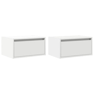 Wand-Nachttische mit LED, 2er-Set, Weiß