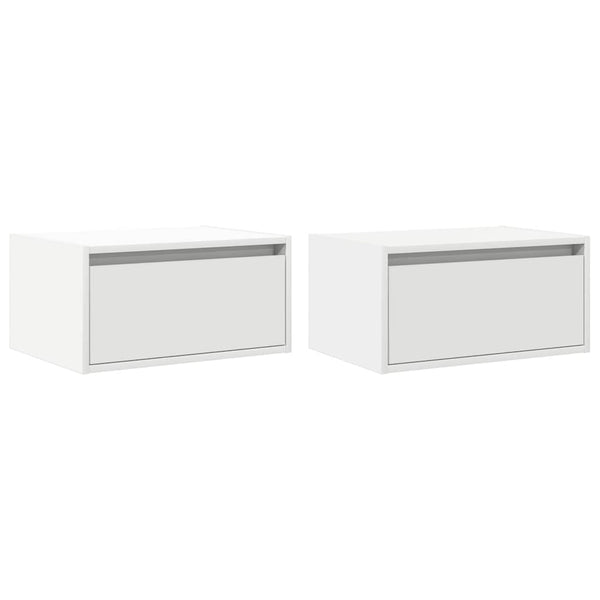 Wand-Nachttische mit LED, 2er-Set, Weiß