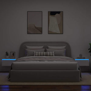 Wand-Nachttische mit LED, 2er-Set, Weiß