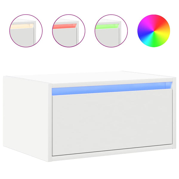 Wand-Nachttische mit LED, 2er-Set, Weiß