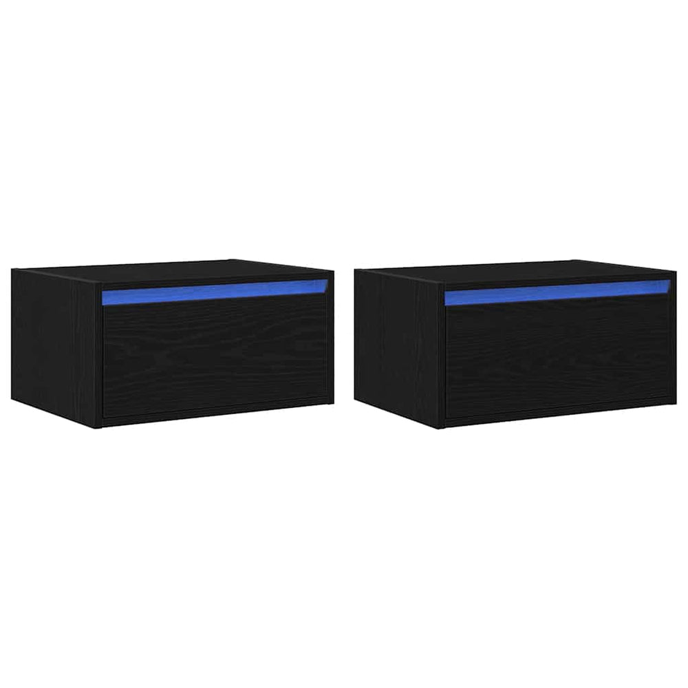 Wand-Nachttische mit LED-Leuchten, 2er-Set