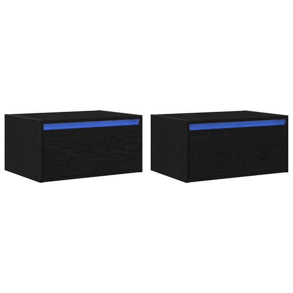 Wand-Nachttische mit LED-Leuchten, 2er-Set