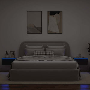 Wand-Nachttische mit LED-Leuchten, 2er-Set