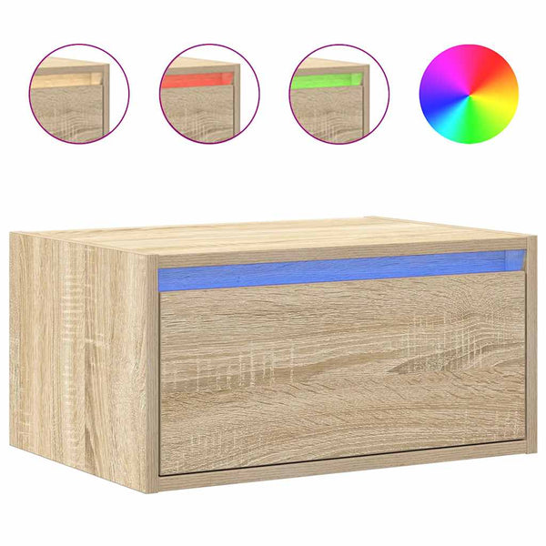 Wand-Nachttisch Sonoma-Eiche mit LED