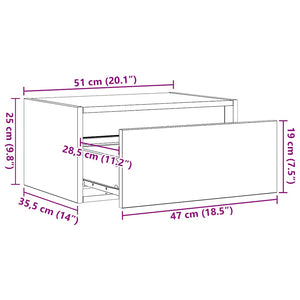 Wand-Nachttisch Sonoma-Eiche mit LED