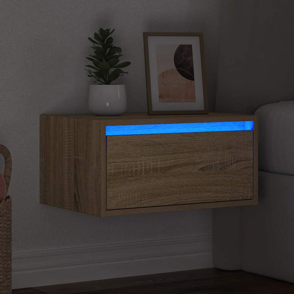 Wand-Nachttisch Sonoma-Eiche mit LED