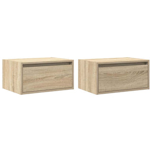 Wand-Nachttische mit LED Sonoma Eiche 2er-Set