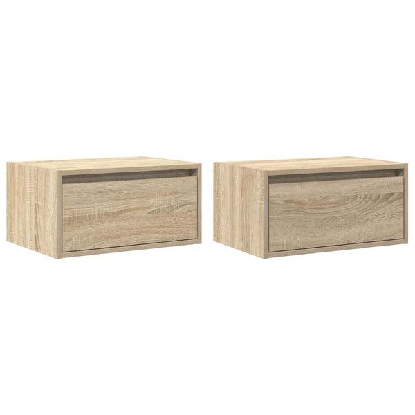 Wand-Nachttische mit LED Sonoma Eiche 2er-Set