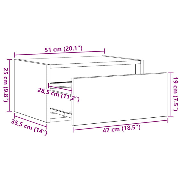 Wand-Nachttische mit LED Sonoma Eiche 2er-Set