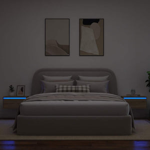 Wand-Nachttische mit LED Sonoma Eiche 2er-Set