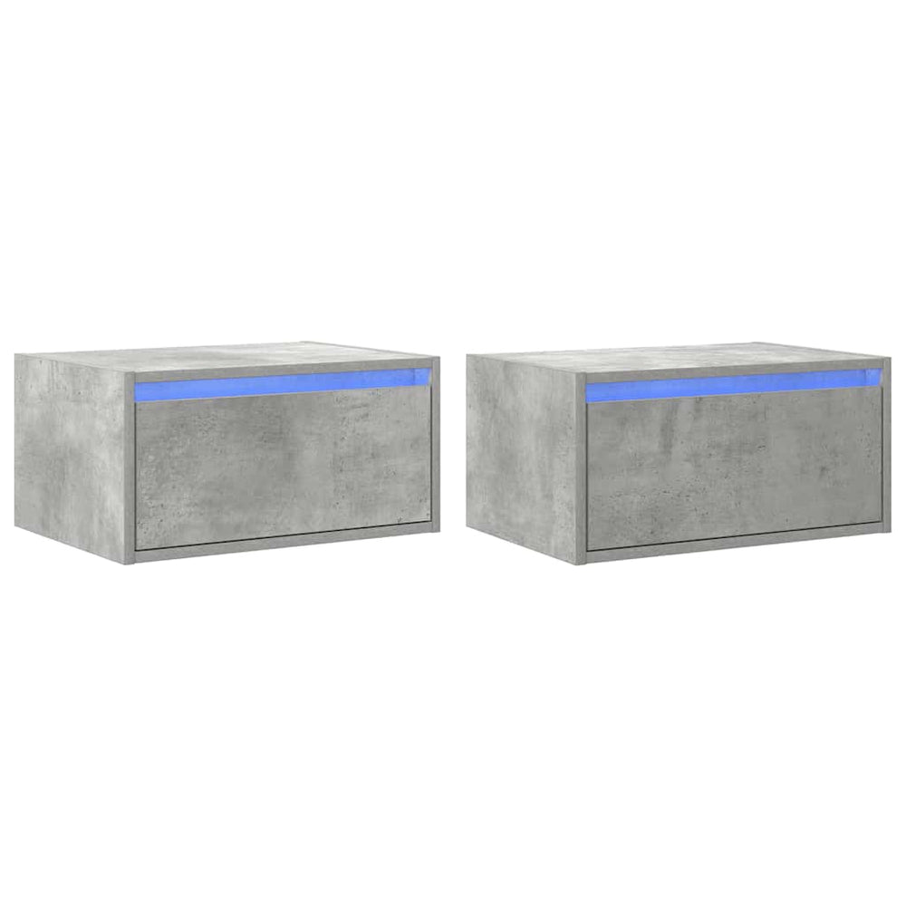 Wand-Nachttische mit LED Betongrau 2er-Set