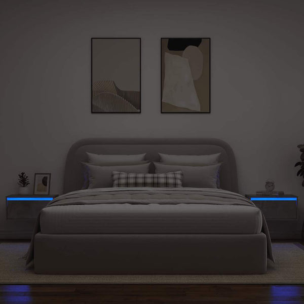 Wand-Nachttische mit LED Betongrau 2er-Set