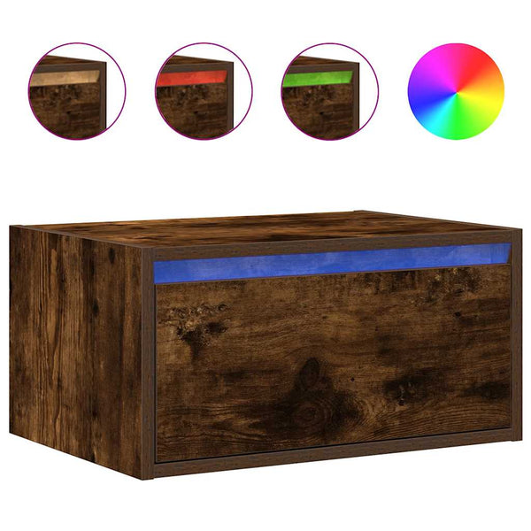 Wand-Nachttisch Räuchereiche mit LED