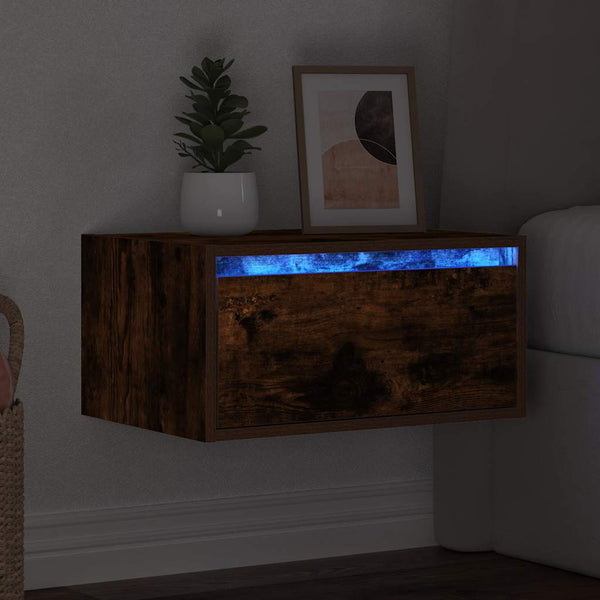 Wand-Nachttisch Räuchereiche mit LED