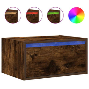 Wand-Nachttische mit LED Räuchereiche 2er-Set