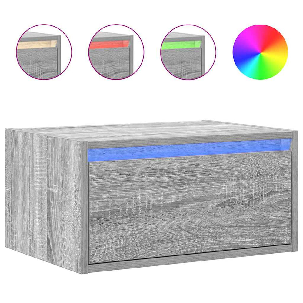 Wand-Nachttisch mit LED Grau Sonoma